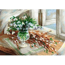 kit Point de croix RIOLIS Saule et perce-neige