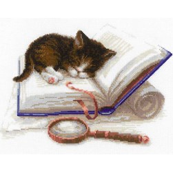 kit Point de croix RIOLIS Le chaton lecteur