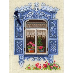 kit Point de croix RIOLIS La pie des volets bleus