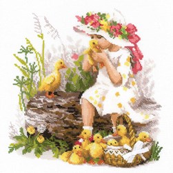 kit Point de croix RIOLIS Fillette aux canetons