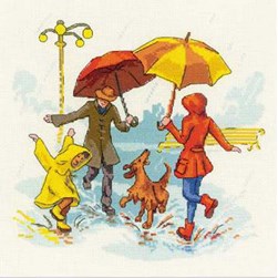 kit Point de croix RIOLIS Jouons sous la pluie