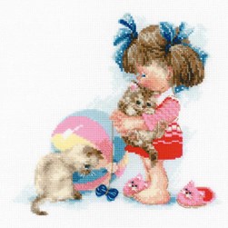 kit Point de croix RIOLIS Les chatons de la fillette