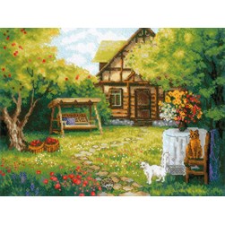 kit Point de croix RIOLIS Le jardin de mon enfance