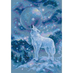 kit Point de croix RIOLIS L'appel du loup dans la nuit enchantée