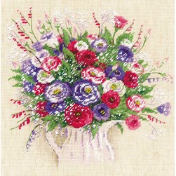kit Point de croix RIOLIS Bouquet with eustoma and gypsophila