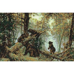 kit Point de croix RIOLIS Les oursons en ballade en forêt