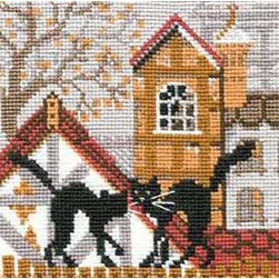 kit Point de croix RIOLIS Duo de chat en automne
