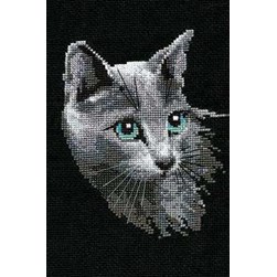 kit Point de croix RIOLIS Chat russe gris