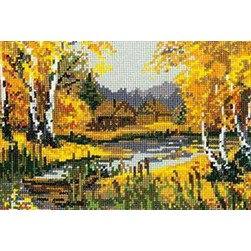 kit Point de croix RIOLIS Paysage aux couleurs automnales