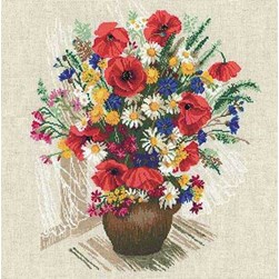 kit Point de croix RIOLIS Coquelicots marguerites et oeillets