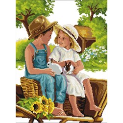 kit Point de croix Rafael Angelot Frère et sœur à la campagne