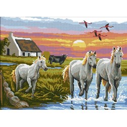 kit Point de croix Rafael Angelot Les chevaux de la camargue