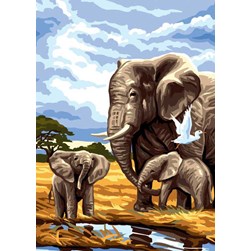 Canevas Rafael Angelot Le plan d'eau des éléphants