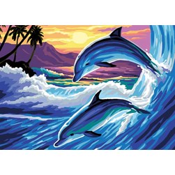 Canevas Rafael Angelot La vague aux dauphins