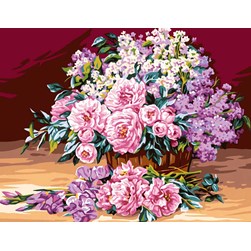 Canevas Rafael Angelot Un bouquet de pivoines et lilas