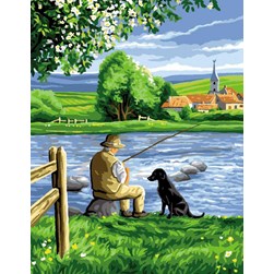 Canevas Rafael Angelot Le pêcheur et le labrador