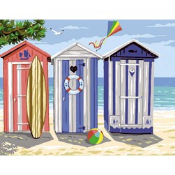 Canevas Rafael Angelot Cabines de plage colorées