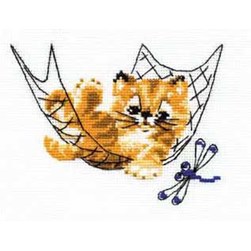 kit Point de croix RIOLIS Le chaton dans le hamac