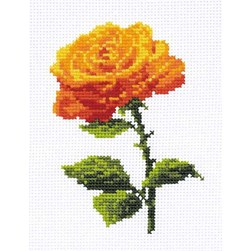 Mini Kit broderie RIOLIS Rose orange anabelle