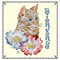 kit Point de croix Anagram Diffusion Chaton aux fleurs