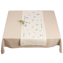 kit Chemin de table - Broderie Point de Croix compté DMC Jolies lettres bleues