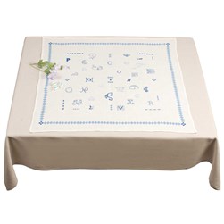 kit Nappe - Broderie Point de Croix compté DMC Les belles lettres bleues