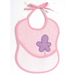Bavoir à broder DMC fleur - rose