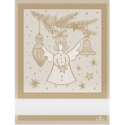 Torchon à broder - Broderie Point de Croix DMC L'ange du sapin de noël - or