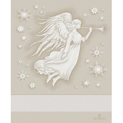 Torchon à broder - Broderie Point de Croix DMC L'ange de noël beige