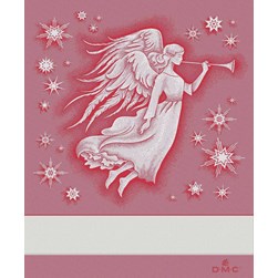 Torchon à broder - Broderie Point de Croix DMC L'ange de noël rouge