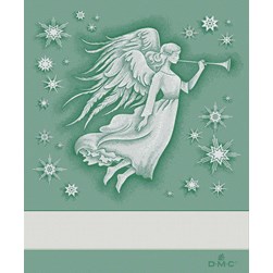 Torchon à broder - Broderie Point de Croix DMC L'ange de noël vert