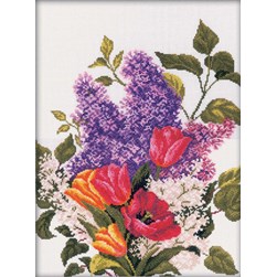 kit Point de croix RTO Tulipes et lilas