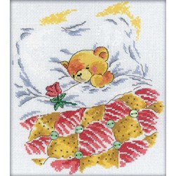 kit Point de croix RTO Un ourson sous la couette