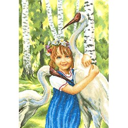 kit Point de croix RTO Grues blanches et la petite fille