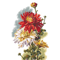 kit Point de croix RTO Chrysanthèmes vintage