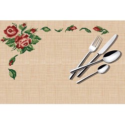 Sets De Table - Broderie Point de Croix compté Luc Création Pétales de roses