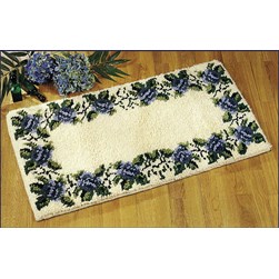 Tapis 100% pure laine Smyrnalaine Thèbes en bleu et blanc