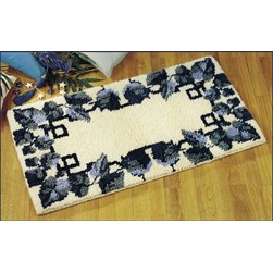 Tapis 100% pure laine Smyrnalaine Delphes en bleu et blanc