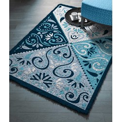 Tapis 100% pure laine Smyrnalaine Corail bleu