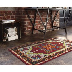 Tapis 100% pure laine Smyrnalaine Chaldée rouge