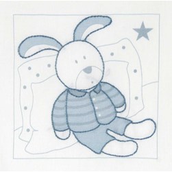 Kit broderie Traditionnelle DMC Lapin bleu sur le coussin