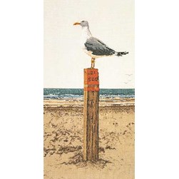 kit Point de croix Thea Gouverneur Une mouette à la plage sur lin