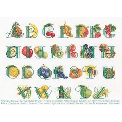 kit Point de croix Thea Gouverneur L'ABC des fruits sur toile de lin