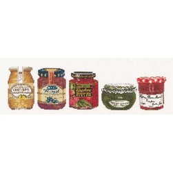 kit Point de croix Thea Gouverneur Multiples pots de confiture sur lin