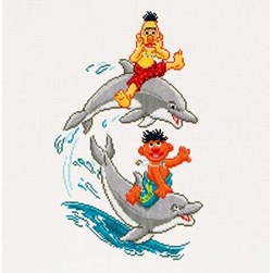 kit Point de croix Thea Gouverneur La joie de dauphins et d'enfants aida