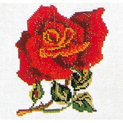 kit Point de croix Thea Gouverneur Une rose rouge sur toile aida