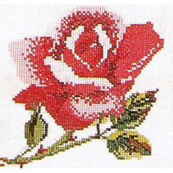 kit Point de croix Thea Gouverneur Une rose rose sur toile aida