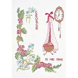 Broderie naissance Thea Gouverneur Le berceau fleuri sur lin