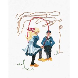 kit Point de croix Thea Gouverneur Jouons à la corde à sauter sur lin