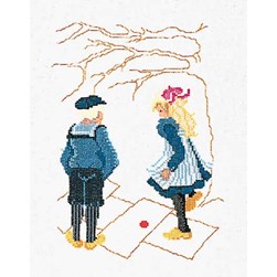 kit Point de croix Thea Gouverneur Jouons à la marelle sur lin